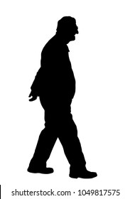 Old man silhouette on white background, vector illustration