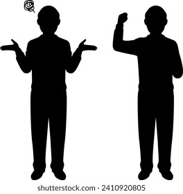 Old man silhouette pose illustration