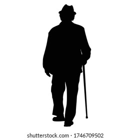 Similar Images Stock Photos Vectors Of Old Man Silhouette With Stick On White Background