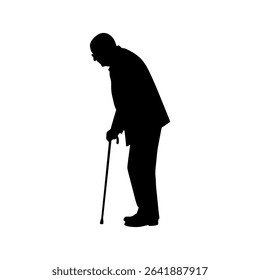 Old man silhouette vector flat illustration design.
