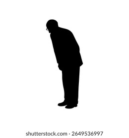 Old man silhouette vector flat illustration design.
