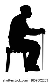 Old man silhouette vector on white