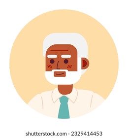 Old man with silver hair and beard semi flat vector character head. Handsome grandpa. Editable cartoon avatar icon. Face emotion. Colorful spot illustration for web graphic design, animation