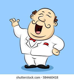 old man singer in white suit and red tie