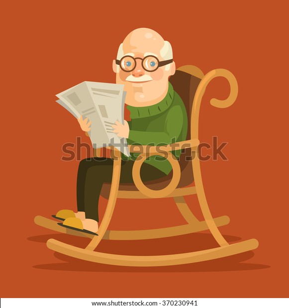 Old Man Sitting Rocking Chair Vector Stock Vector Royalty Free 370230941 