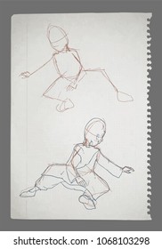 old man sitting sketch