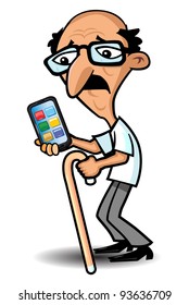 old man with smart phone