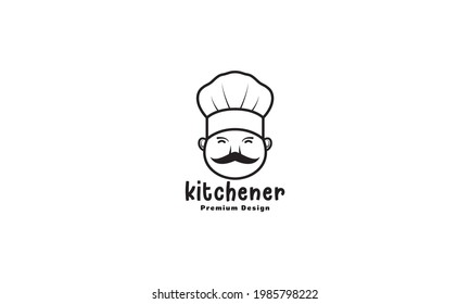 old man smile cartoon chef line logo symbol vector icon illustration graphic design