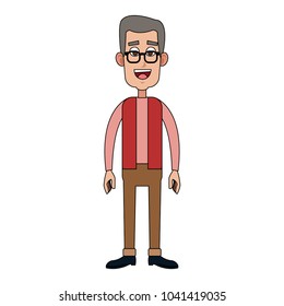 Old man smiling cartoon