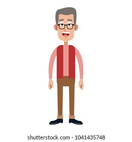 Old man smiling cartoon