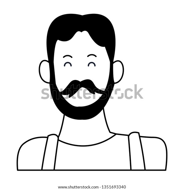 Old Man Smiling Cartoon Black White Stock Image Download Now