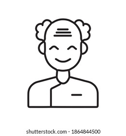 Old Man Smiling Male Avatar Line Icon