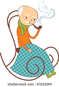 Old man smoking his pipe