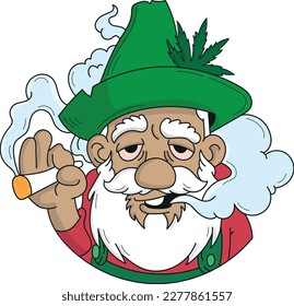 Old man Smoking Weed Hand Draw Vector Art