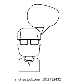 old man with speech bubble avatar character