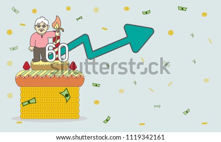 old man stand on 60th birthday stock vector royalty free