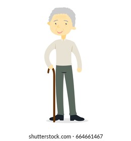 An old man is standing, character vector