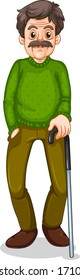 Hombre mayor parado en ilustración de fondo blanco