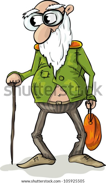 Old Man Stick Bag Vector Illustration Stock Vector (royalty Free) 105925505