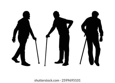 old man with stick silhouette