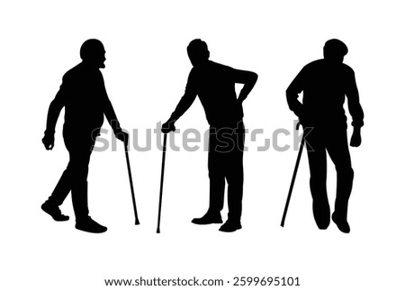 old man with stick silhouette