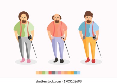 Old man with a stick vector illustration