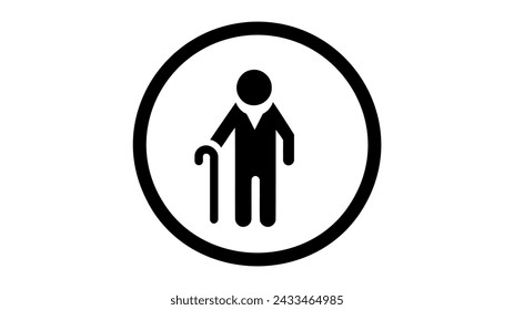 old man with stick. vector illustration on white background