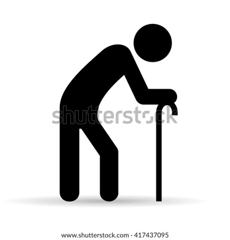 Old man with stick vector illustration isolated on white background