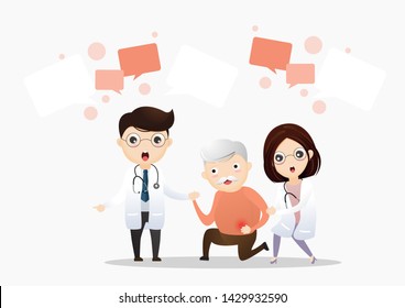Old man with stomachache. Elderly man suffering from stomachache, Health care. vector, illustration.