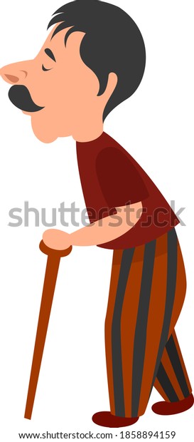 Old man in stripped pants, illustration,\
vector on white background