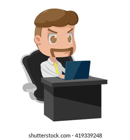 Old Man Style Working Laptop Vector