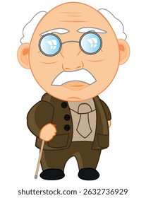 Old man in suit on white background is insulated