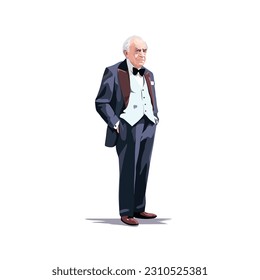 Hombre mayor aislado en un vector de traje