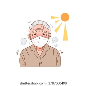 An Old Man Sweating And Breathing In The Summer Heat