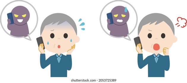 An old man talking on the phone.