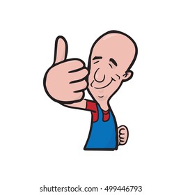 Old man thumb up cartoon drawing