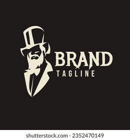 old man vector graphic with a bearded old man dressed