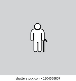 old man vector icon on the gray background
