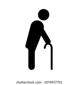 Old man vector icon, simple silhouette. Flat style for graphic design, logo, Web site, social media, UI, mobile app.