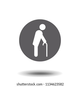 Old man vector icon, simple silhouette isolated illustration.