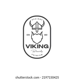old man viking beard logo design badge vintage