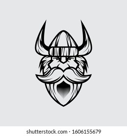 Old Man viking head logo design template vector illustration