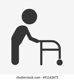 Old man with walker icon illustration isolated vector sign symbol