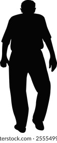 an old man walking body silhouette vector