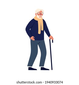 old man walking with cane