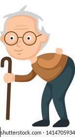 Old Man Walking Cane Vector Illustration Stock Vector (Royalty Free ...