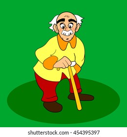 Old Man Walking Cane Vector Cartoon Stock Vector (Royalty Free ...