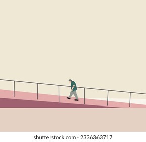 Old man walking in the city. Elderly Man Activity, Promenade Recreation. Leisure and people concept.