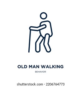 old man walking icon from behavior collection. Thin linear old man walking, walking, person outline icon isolated on white background. Line vector old man walking sign, symbol for web and mobile