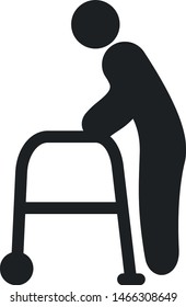 Old man walking icon. People walking icon. İnvalid man walking.